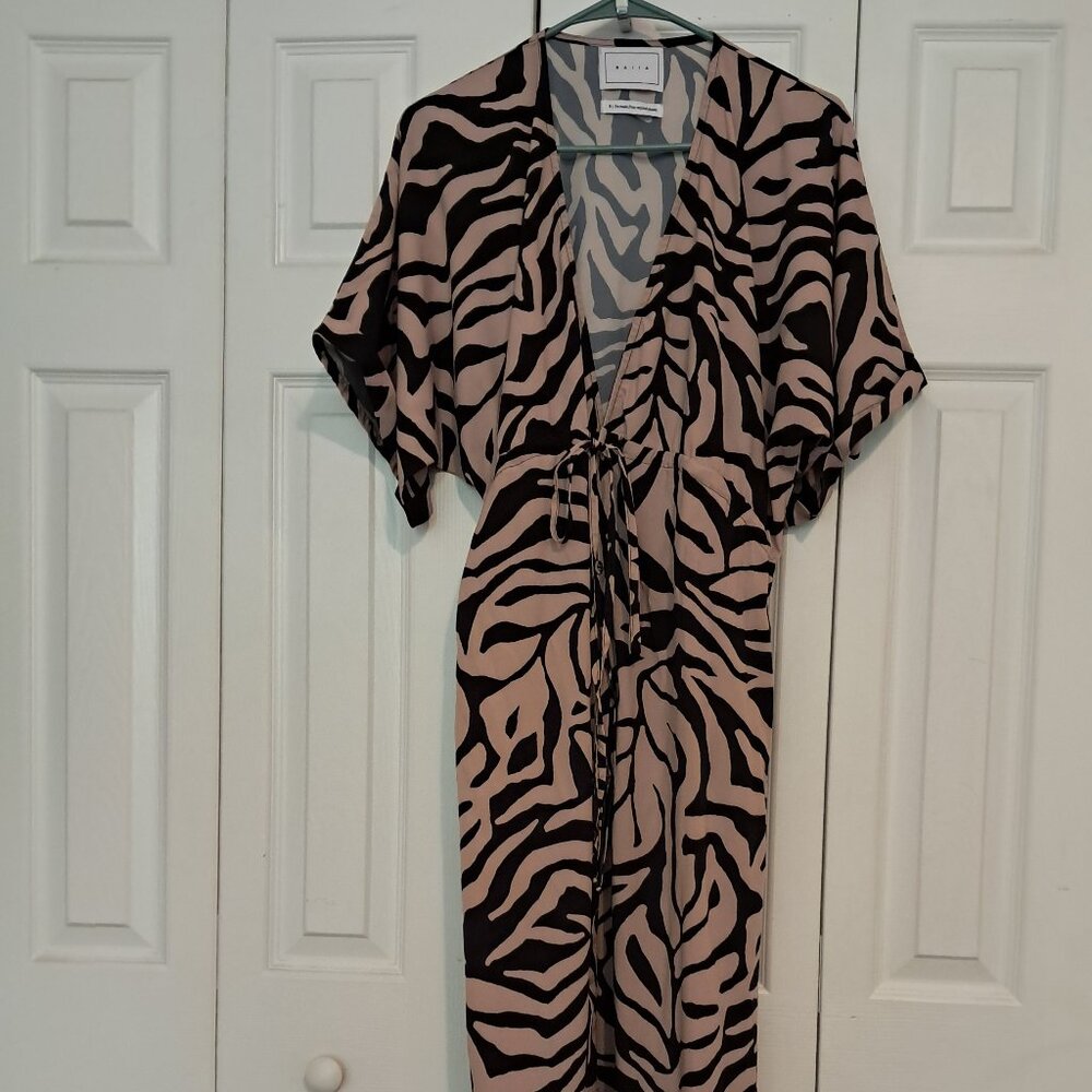 Baiia Cecile Kaftan Dress Tulum Chic Zebra Print Maxi Dress Size S